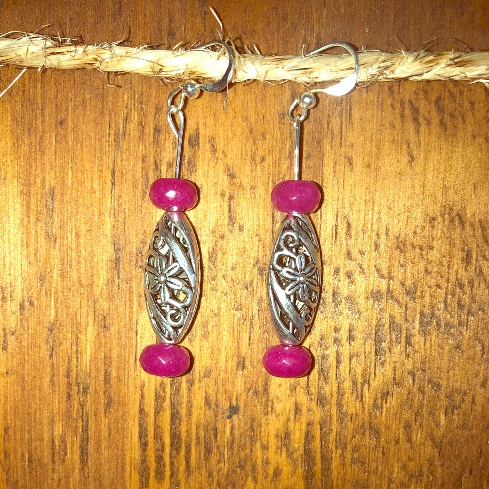 Star Crafts Ruby And Flower Earrings